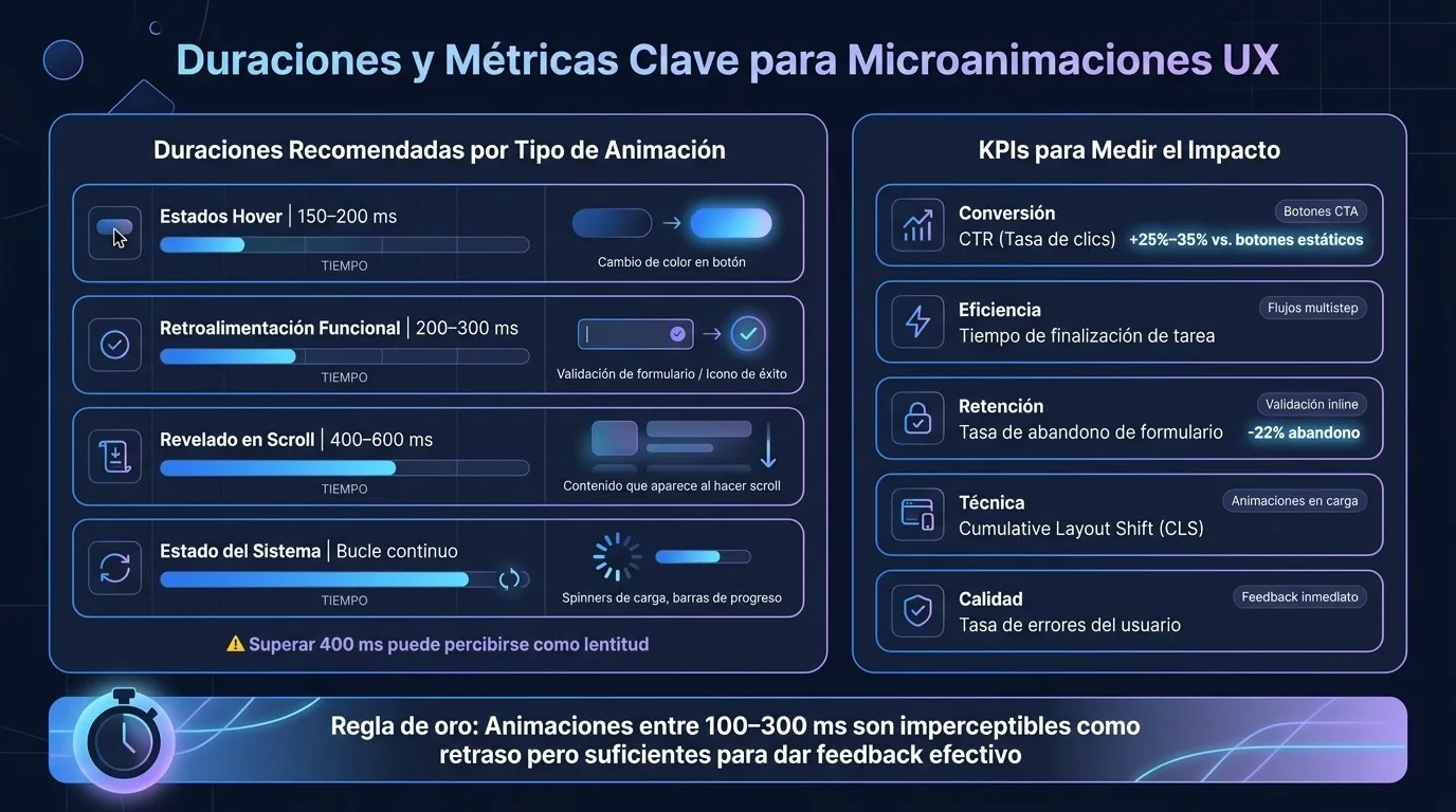Guía de Duraciones y KPIs para Microanimaciones UX
