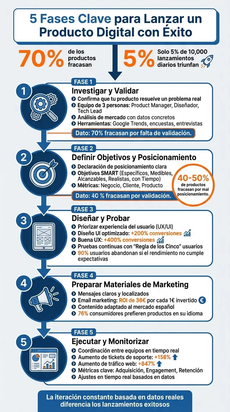 5 Fases Clave para Lanzar un Producto Digital con Éxito