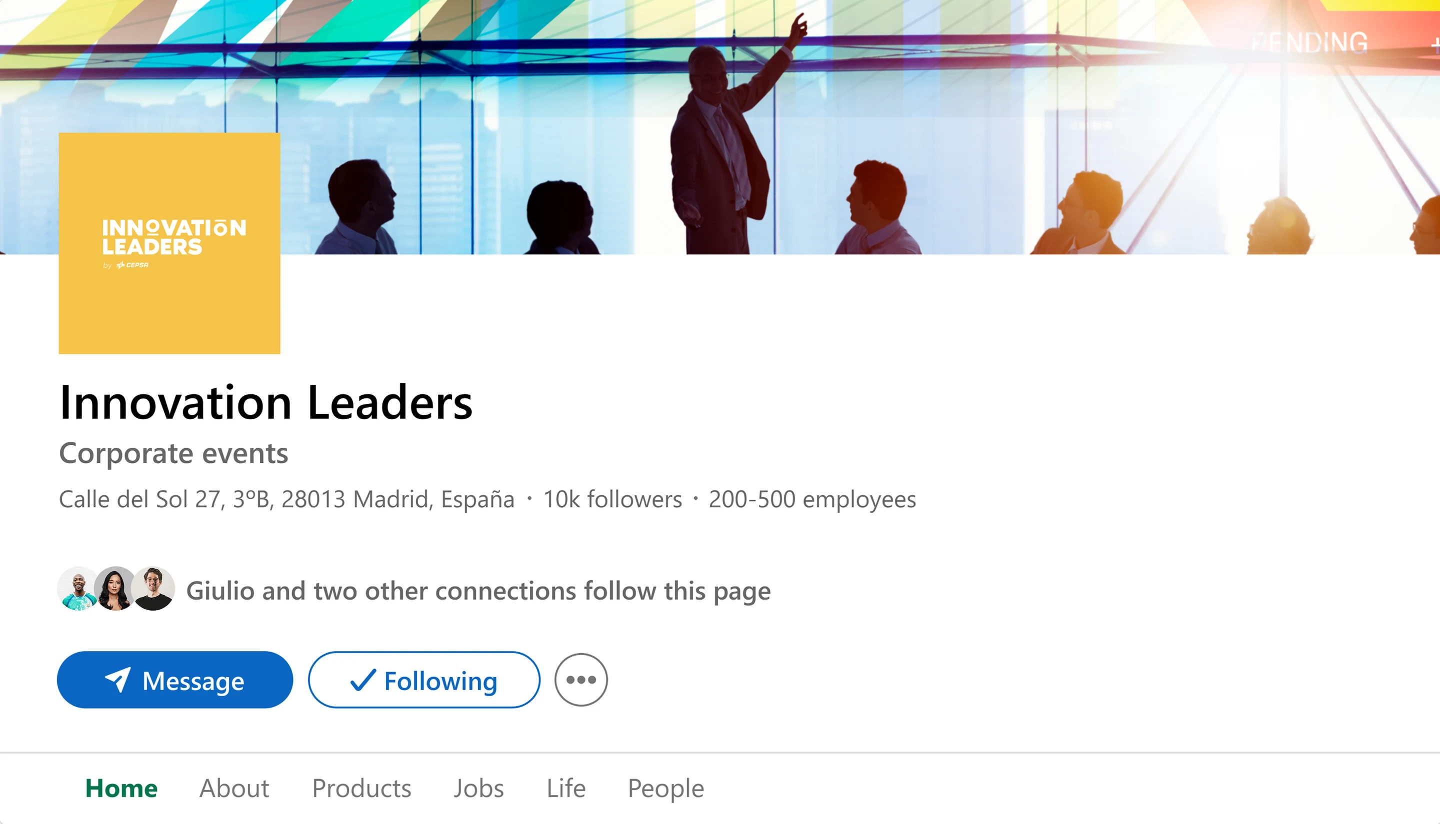 Página de empresa de Innovation Leaders en LinkedIn