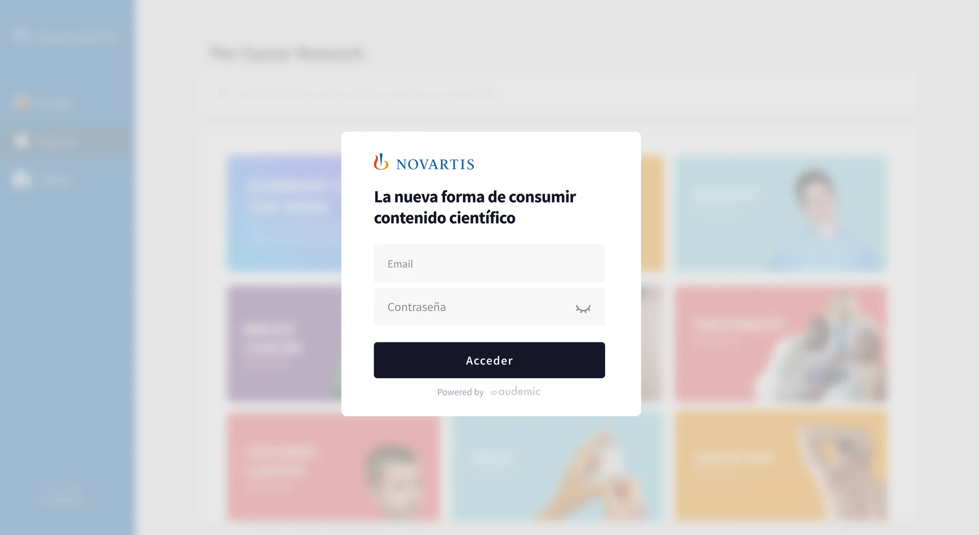 Pantalla de acceso a la plataforma